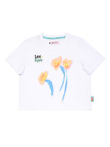 เสื้อยืดแขนสั้นผู้หญิง คอลเลคชั่น LEE X RUOHAN WANG CROPPED FIT สีขาว