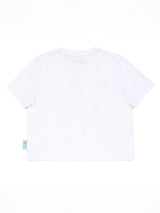 เสื้อยืดแขนสั้นผู้หญิง คอลเลคชั่น LEE X RUOHAN WANG CROPPED FIT สีขาว