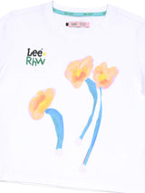 เสื้อยืดแขนสั้นผู้หญิง คอลเลคชั่น LEE X RUOHAN WANG CROPPED FIT สีขาว