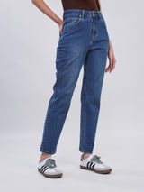 MOM FIT ON THE GO COLLECTION HIGH RISE MOM WOMEN'S JEANS MID INDIGO