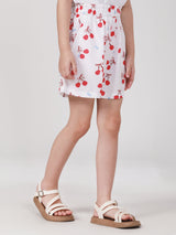 กางเกงขาสั้นเด็กผู้หญิง คอลเลคชั่น LEE FRESH เอวกลาง สีขาว