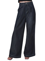 กางเกงยีนส์ผู้หญิง คอลเลคชั่น LEE PINK WIDE LEG FIT เอวสูง ทรงกระบอกใหญ่ สียีนส์เข้ม