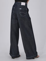 กางเกงยีนส์ผู้หญิง คอลเลคชั่น LEE PINK WIDE LEG FIT เอวสูง ทรงกระบอกใหญ่ สียีนส์เข้ม