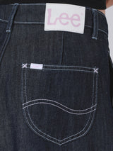 กางเกงยีนส์ผู้หญิง คอลเลคชั่น LEE PINK WIDE LEG FIT เอวสูง ทรงกระบอกใหญ่ สียีนส์เข้ม