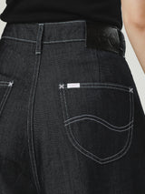 กางเกงยีนส์ผู้หญิง คอลเลคชั่น LEE PINK WIDE LEG FIT เอวสูง ทรงกระบอกใหญ่ สียีนส์เข้ม