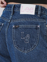 กางเกงยีนส์ผู้หญิง คอลเลคชั่น LEE PINK WIDE LEG FIT เอวสูง ทรงขากว้าง สียีนส์กลาง