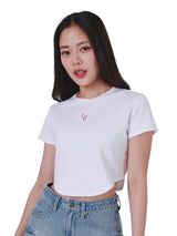เสื้อยืดแขนสั้นผู้หญิง คอลเลคชั่น LEE PINK CROP FIT สีขาว
