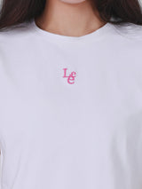 เสื้อยืดแขนสั้นผู้หญิง คอลเลคชั่น LEE PINK CROP FIT สีขาว