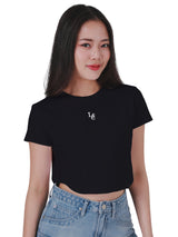 เสื้อยืดแขนสั้นผู้หญิง คอลเลคชั่น LEE PINK CROP FIT สีดำ
