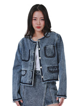 เสื้อแจ็คเก็ตผู้หญิง คอลเลคชั่น LEE PINK ทรงตรง สียีนส์กลาง