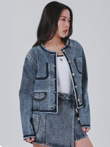 เสื้อแจ็คเก็ตผู้หญิง คอลเลคชั่น LEE PINK ทรงตรง สียีนส์กลาง