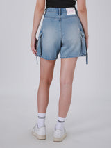 กางเกงขาสั้นผู้หญิง คอลเลคชั่น LEE PINK เอวกลาง ทรงตรง สียีนส์อ่อน