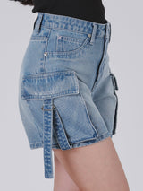 กางเกงขาสั้นผู้หญิง คอลเลคชั่น LEE PINK เอวกลาง ทรงตรง สียีนส์อ่อน