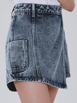 กระโปรงกางเกงขาสั้นผู้หญิง สียีนส์กลาง