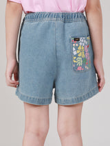 กางเกงยีนส์ขาสั้นเด็กผู้หญิง คอลเลคชั่น LEE FRESH ทรงตรง สียีนส์กลาง