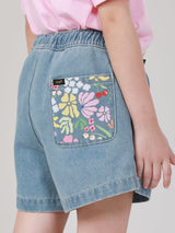 กางเกงยีนส์ขาสั้นเด็กผู้หญิง คอลเลคชั่น LEE FRESH ทรงตรง สียีนส์กลาง