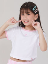 เสื้อยืดแขนสั้นเด็กผู้หญิง คอลเลคชั่น LITTLE PINK SLIM FIT สีขาว