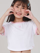เสื้อยืดแขนสั้นเด็กผู้หญิง คอลเลคชั่น LITTLE PINK SLIM FIT สีขาว