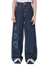 WIDE LEG FIT LITTLE PINK COLLECTION HIGH RISE WIDE LEG GIRL'S JEANS MID INDIGO