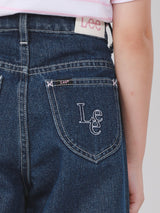 WIDE LEG FIT LITTLE PINK COLLECTION HIGH RISE WIDE LEG GIRL'S JEANS MID INDIGO