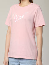 เสื้อยืดแขนสั้นผู้หญิง ทรงตรง สีชมพู