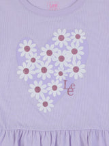 เสื้อยืดแขนสั้นเด็กผู้หญิง คอลเลคชั่น LITTLE PINK ทรงตรง สีม่วง