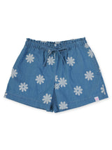 กางเกงขาสั้นเด็กผู้หญิง คอลเลคชั่น LITTLE PINK ทรงตรง สียีนส์อ่อน