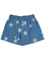 กางเกงขาสั้นเด็กผู้หญิง คอลเลคชั่น LITTLE PINK ทรงตรง สียีนส์อ่อน