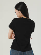 CROPPED FIT WOMEN'S SHORT SLEEVE T-SHIRT BLACK