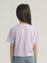 CROPPED FIT GIRL'S TEE SHORT SLEEVE PURPLE