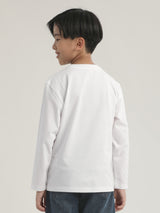 เสื้อยืดแขนยาวเด็กผู้ชาย / เด็กผู้หญิง ทรงตรง สีขาว