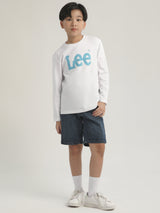 เสื้อยืดแขนยาวเด็กผู้ชาย / เด็กผู้หญิง ทรงตรง สีขาว