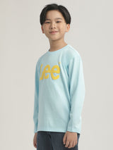 เสื้อยืดแขนยาวเด็กผู้ชาย / เด็กผู้หญิง ทรงตรง สีฟ้า