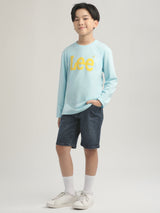 เสื้อยืดแขนยาวเด็กผู้ชาย / เด็กผู้หญิง ทรงตรง สีฟ้า