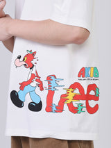 เสื้อยืดแขนสั้นผู้ชาย คอลเลคชั่น LEE X AKID FROM YESTERDAY LOOSE FIT สีครีม