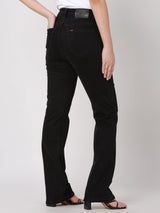 กางเกงยีนส์ผู้หญิง BOOTCUT FIT เอวสูง ทรงตรง-ขาม้า สีดำ