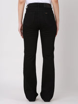 กางเกงยีนส์ผู้หญิง BOOTCUT FIT เอวสูง ทรงตรง-ขาม้า สีดำ