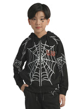 เสื้อฮู้ดดี้มีซิปเด็กผู้ชาย คอลเลคชั่น HALLOWEEN ทรงตรง สีดำ