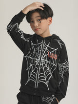 เสื้อฮู้ดดี้มีซิปเด็กผู้ชาย คอลเลคชั่น HALLOWEEN ทรงตรง สีดำ