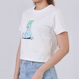 เสื้อยืดแขนสั้นผู้หญิง คอลเลคชั่น LEE X AKID FROM YESTERDAY CROPPED FIT สีครีม