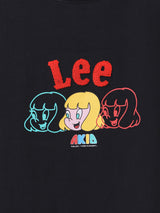 เสื้อยืดแขนสั้นผู้หญิง คอลเลคชั่น LEE X AKID FROM YESTERDAY ทรงตรง สีดำ