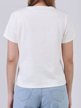 เสื้อยืดแขนสั้นผู้หญิง คอลเลคชั่น LEE X AKID FROM YESTERDAY ทรงตรง สีครีม