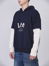 เสื้อฮู้ดดี้แบบสวมผู้ชาย คอลเลคชั่น LEE X AKID FROM YESTERDAY LOOSE FIT สีกรมท่า
