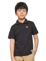 REGULAR FIT UNISEX KIDS'S SHORT SLEEVE POLO BLACK