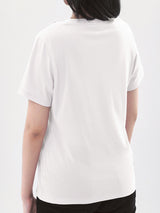 เสื้อยืดแขนสั้นผู้หญิง ทรงตรง สีครีม