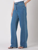 RELAXED FIT MID RISE COMFORT WOMEN'S JEANS MID INDIGO