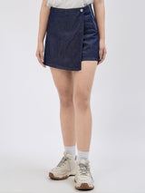 กระโปรงกางเกงขาสั้นผู้หญิง สียีนส์เข้ม