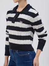 เสื้อโปโลสเวตเตอร์ผู้หญิง คอลเลคชั่น DENIM OBSESSION CROPPED FIT สีขาว