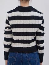 เสื้อโปโลสเวตเตอร์ผู้หญิง คอลเลคชั่น DENIM OBSESSION CROPPED FIT สีขาว