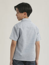 เสื้อเชิ้ตแขนสั้นเด็กผู้ชาย คอลเลคชั่น LEE X AKID FROM YESTERDAY ทรงตรง สีฟ้า